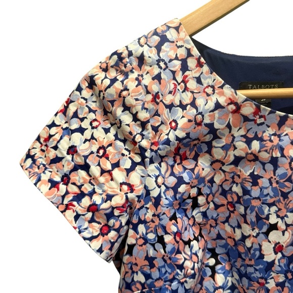 Talbots Women Floral Ombre Cocktail Dress 2P Lined Blue Pink Party Wedding Work - Picture 5 of 14